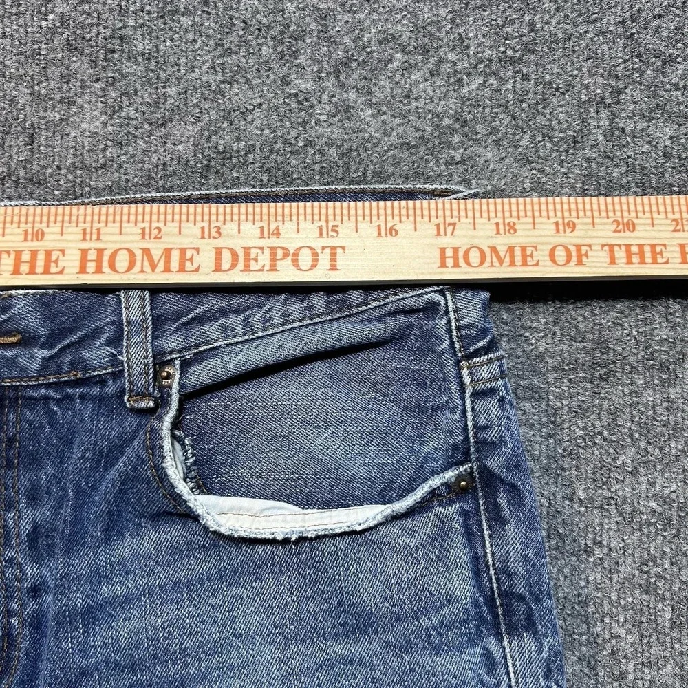 Aeropostale Benton Bootcut Jeans Mens 32x32 Blue Distressed Wide Leg Cotton - Picture 7 of 14